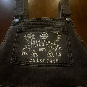 Disturbia Black Embroidered Ouija Overall Dress